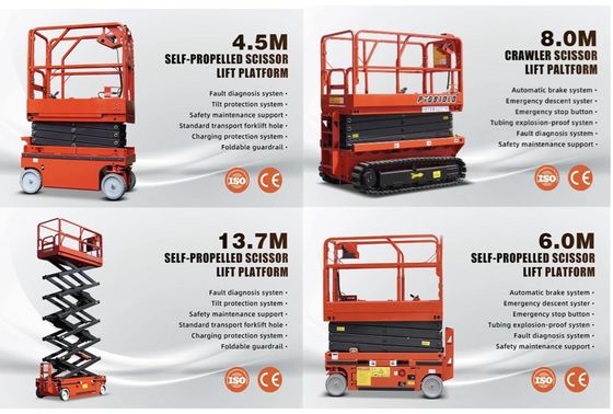 6m 8m 10m خودران قیچی برقی بلندکن پلت فرم کاری هوایی 230kg بار